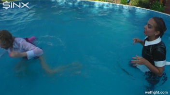 Blonde Fights Her Maid In The Pool Screencap 51 on www.sinx.com