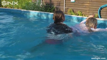 Blonde Fights Her Maid In The Pool Screencap 54 on www.sinx.com
