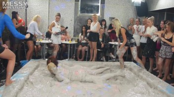 Messy Wrestling: Shiny Babes Brawl Hard In The Mud - Topless Take-Down!! Screencap 12 on www.sinx.com