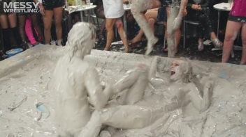 Messy Wrestling: Shiny Babes Brawl Hard In The Mud - Topless Take-Down!! Screencap 65 on www.sinx.com