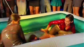 Mega Oil Fight Covers Chicks Head To Toe Screencap 9 on www.sinx.com