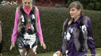 Clothed Food Fight Gets Out Of Control - Cam 1 Screencap 51 on www.sinx.com