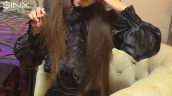 Hair Brushing Brunette Babe Screencap 36 on www.sinx.com