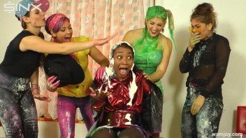 Paint Covered Cuties Are Drenched In Catfight Screencap 11 on www.sinx.com