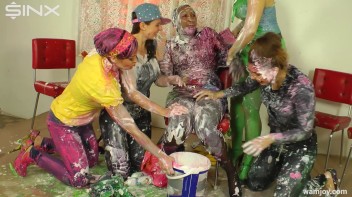 Paint Covered Cuties Are Drenched In Catfight Screencap 26 on www.sinx.com