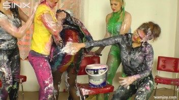 Paint Covered Cuties Are Drenched In Catfight Screencap 29 on www.sinx.com