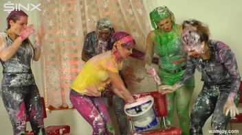 Paint Covered Cuties Are Drenched In Catfight Screencap 33 on www.sinx.com