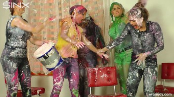 Paint Covered Cuties Are Drenched In Catfight Screencap 34 on www.sinx.com