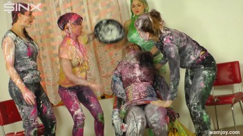 Paint Covered Cuties Are Drenched In Catfight Screencap 38 on www.sinx.com