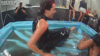 Making The Most Of The Mess As They Romp, Stomp, and Slop It Up In The Oil! 2 Audience Fights!! Screencap 9 on www.sinx.com