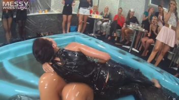 Making The Most Of The Mess As They Romp, Stomp, and Slop It Up In The Oil! 2 Audience Fights!! Screencap 11 on www.sinx.com