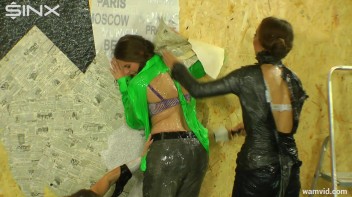 Hot chick gets covered in sticky glue Screencap 21 on www.sinx.com