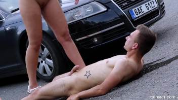 Hardcore pissing action on a parking lot Screencap 14 on www.sinx.com