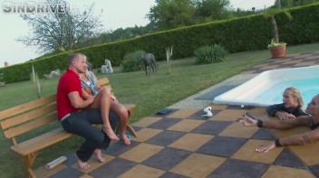 Dip In The Pool For Some Dick!  Freaky Foursome Gets Wet and Messy! Screencap 11 on www.sinx.com