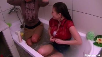 Beauties In The Tub In Fully Clothed Scrub-Down Screencap 71 on www.sinx.com