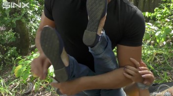 Blonde Hottie Tied Up Outdoors By Masked Man Screencap 20 on www.sinx.com