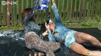 Curvy brunette and blonde get drenched in sticky white paint Screencap 46 on www.sinx.com