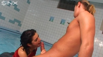 Wet Babe Sucks Cock In The Pool Screencap 25 on www.sinx.com