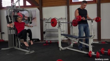 Blonde Gym Babe Dominates With Tickling Screencap 1 on www.sinx.com