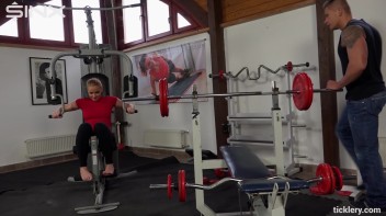 Blonde Gym Babe Dominates With Tickling Screencap 2 on www.sinx.com