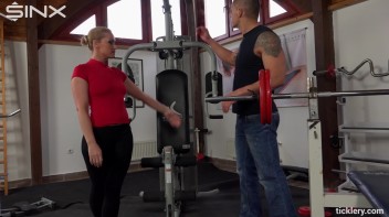 Blonde Gym Babe Dominates With Tickling Screencap 4 on www.sinx.com