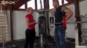 Blonde Gym Babe Dominates With Tickling Screencap 5 on www.sinx.com