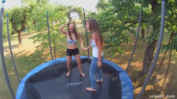 Cute Brunettes Get Drenched On Trampoline Screencap 37 on www.sinx.com