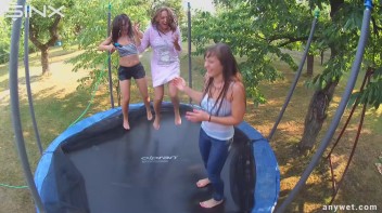 Cute Brunettes Get Drenched On Trampoline Screencap 46 on www.sinx.com