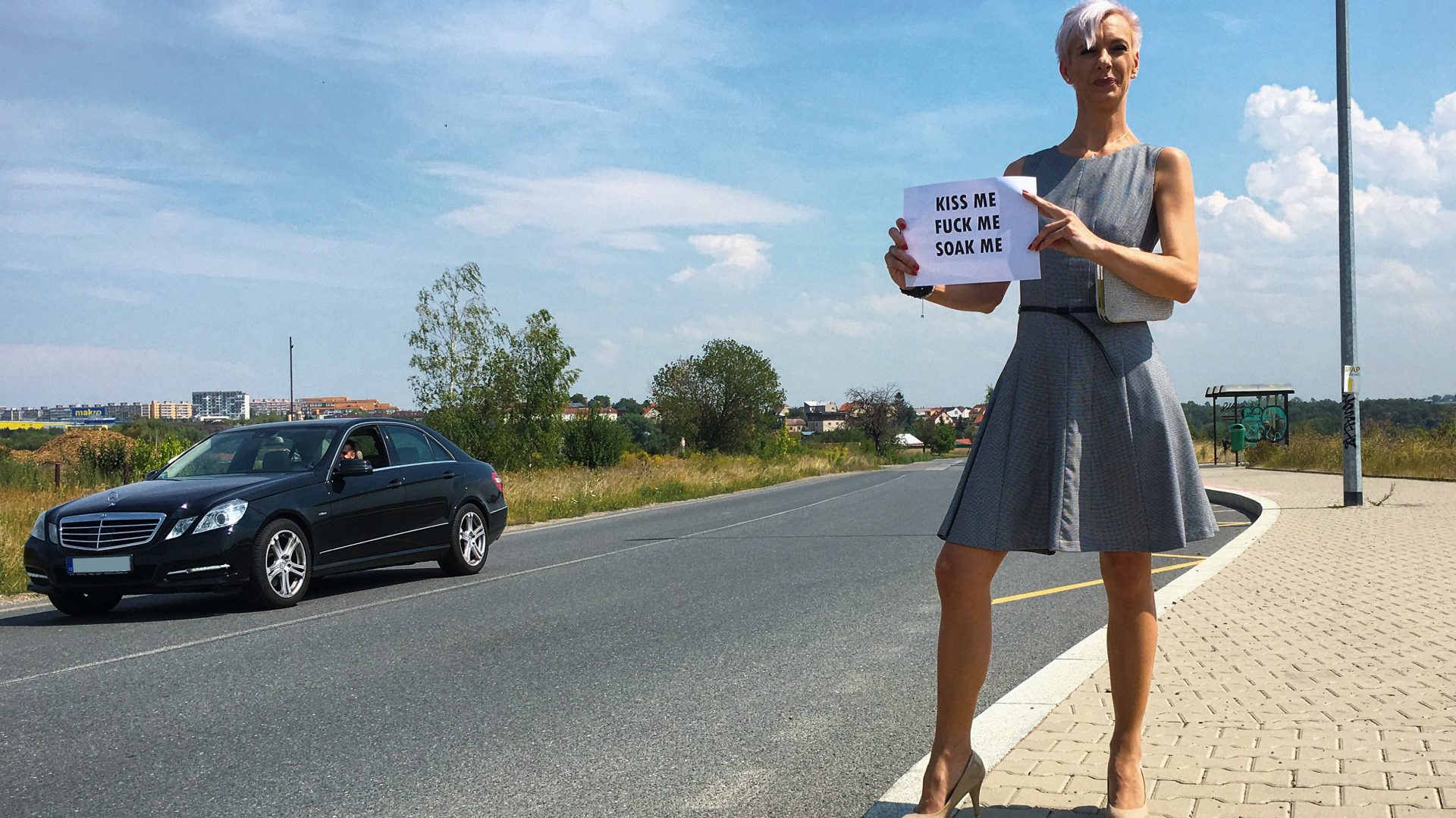 Blonde Bimbo Hitch Hiker Loves His Piss on www.sinx.com