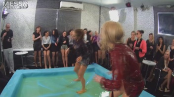 Messy Wrestling:  Roughin' It Up In The Oil Till They're Shredded Down To The Panties! Regular Footage!!! Screencap 27 on www.sinx.com