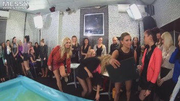 Messy Wrestling:  Roughin' It Up In The Oil Till They're Shredded Down To The Panties! Regular Footage!!! Screencap 7 on www.sinx.com