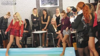 Messy Wrestling:  Roughin' It Up In The Oil Till They're Shredded Down To The Panties! Regular Footage!!! Screencap 8 on www.sinx.com