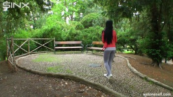 Exotic Hottie Pisses Herself In The Park - Cam 2 Screencap 1 on www.sinx.com