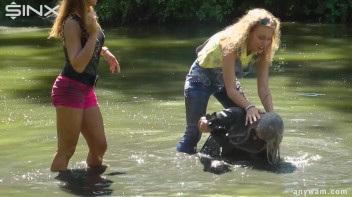 Muddy Water Catfight Leaves Babes Soaking Wet Screencap 13 on www.sinx.com