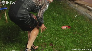 Outdoor Lesbian Food Fight Gets Real Messy Screencap 35 on www.sinx.com