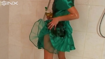 Sexy Babe In Satin Drenches Herself In Oil Screencap 39 on www.sinx.com