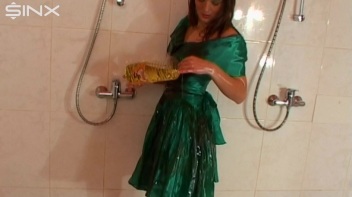 Sexy Babe In Satin Drenches Herself In Oil Screencap 42 on www.sinx.com