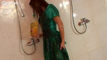 Sexy Babe In Satin Drenches Herself In Oil Screencap 44 on www.sinx.com