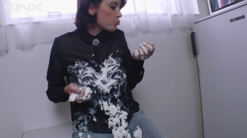 Cutie Covers Herself In Cream Before Showering Screencap 22 on www.sinx.com