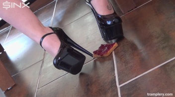 Food Trampling Fun With Heeled Hottie Screencap 13 on www.sinx.com