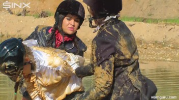 Muddy Catfight Leaves Stable Girls Wet And Messy Screencap 51 on www.sinx.com