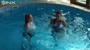Twins Enjoy A Fully Clothed Splash In The Pool Screencap 29 on www.sinx.com