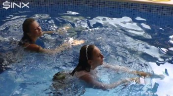 Twins Enjoy A Fully Clothed Splash In The Pool Screencap 32 on www.sinx.com