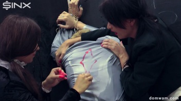 Bratty Schoolgirls Tie Up Their Teacher For WAM Fun - Cam 2 Screencap 91 on www.sinx.com