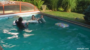 Three wild girls in pool cat fight Screencap 34 on www.sinx.com
