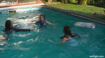 Three wild girls in pool cat fight Screencap 35 on www.sinx.com