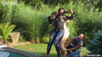 Three wild girls in pool cat fight Screencap 57 on www.sinx.com