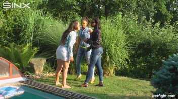 Three wild girls in pool cat fight Screencap 6 on www.sinx.com