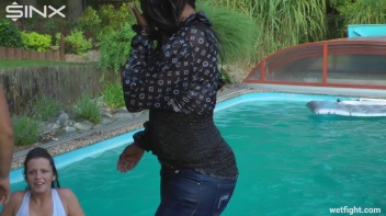 Three wild girls in pool cat fight Screencap 69 on www.sinx.com