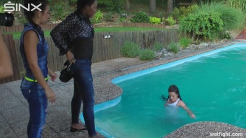 Three wild girls in pool cat fight Screencap 72 on www.sinx.com